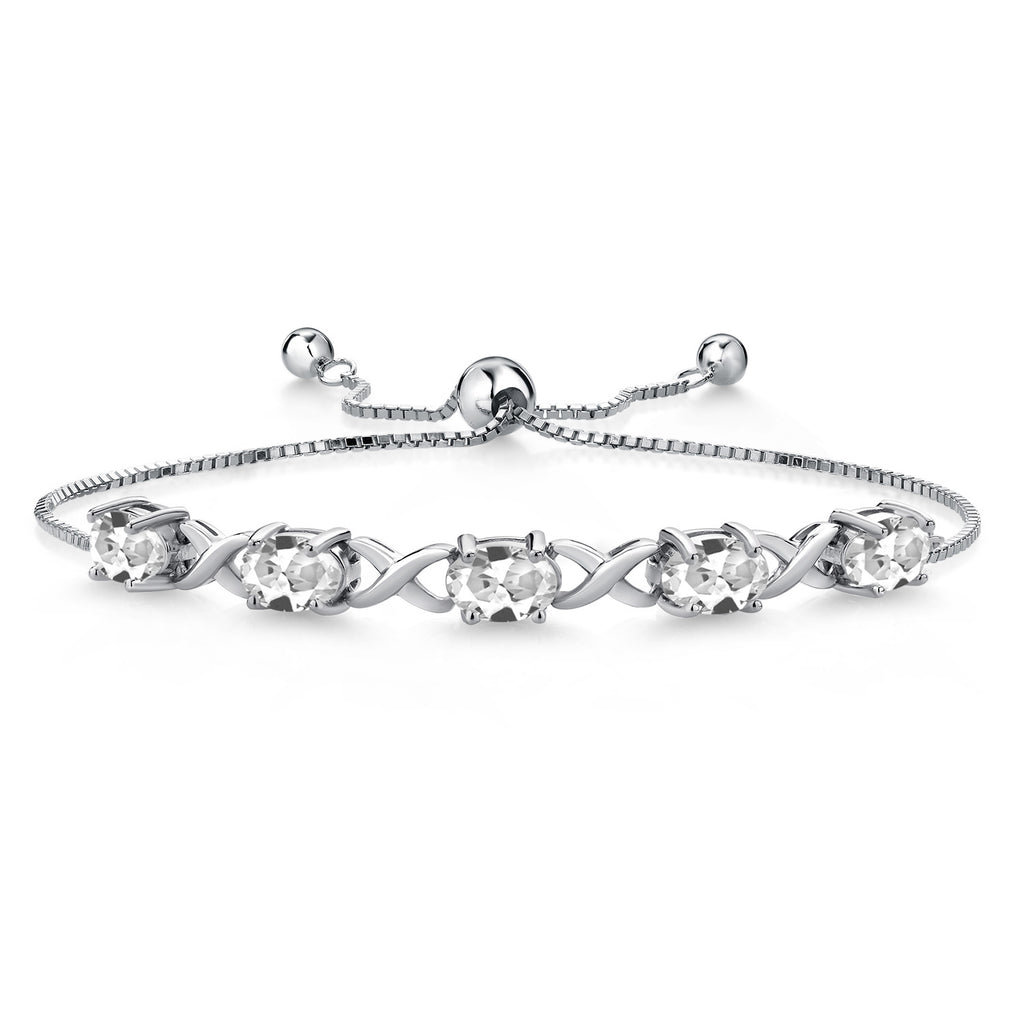 White Created Sapphire - September_Bracelet in 925 Sterling Silver