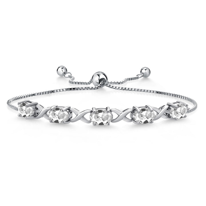 White Created Sapphire - September_Bracelet in 925 Sterling Silver
