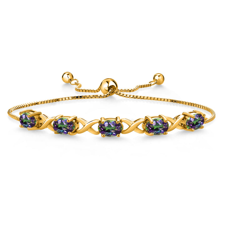 Green Mystic Topaz_Bracelet in 925 Yellow Gold Plated Silver