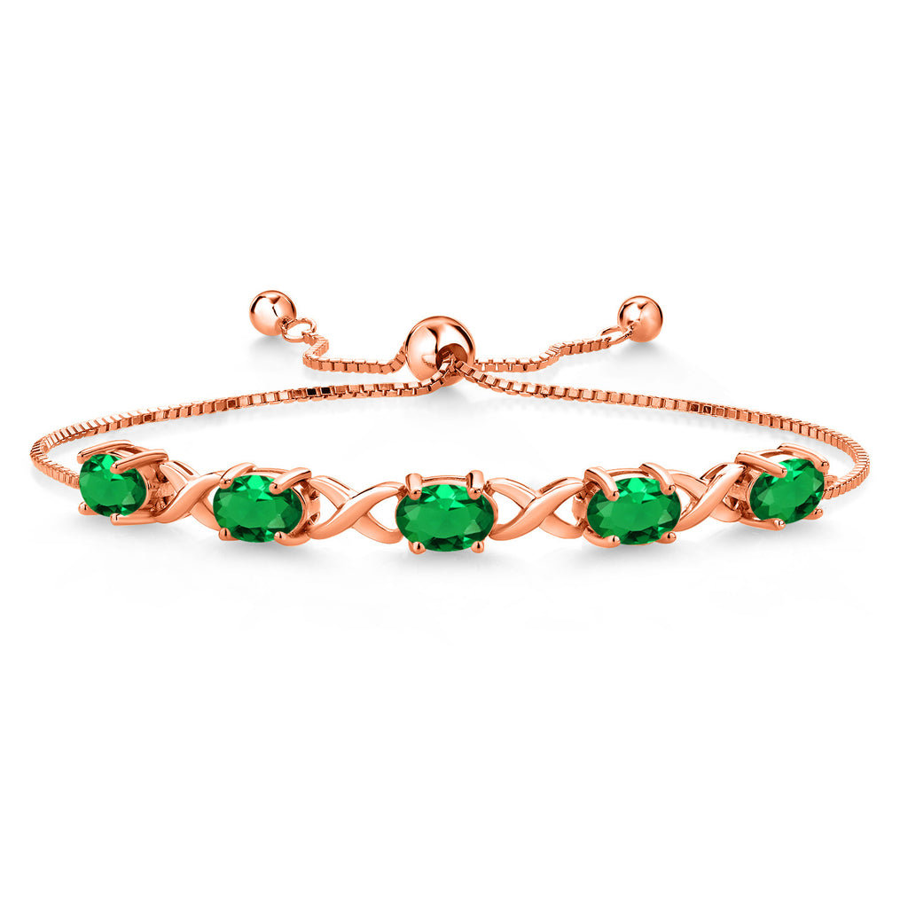 Nano Emerald - May_Bracelet in 925 Rose Gold Plated Silver