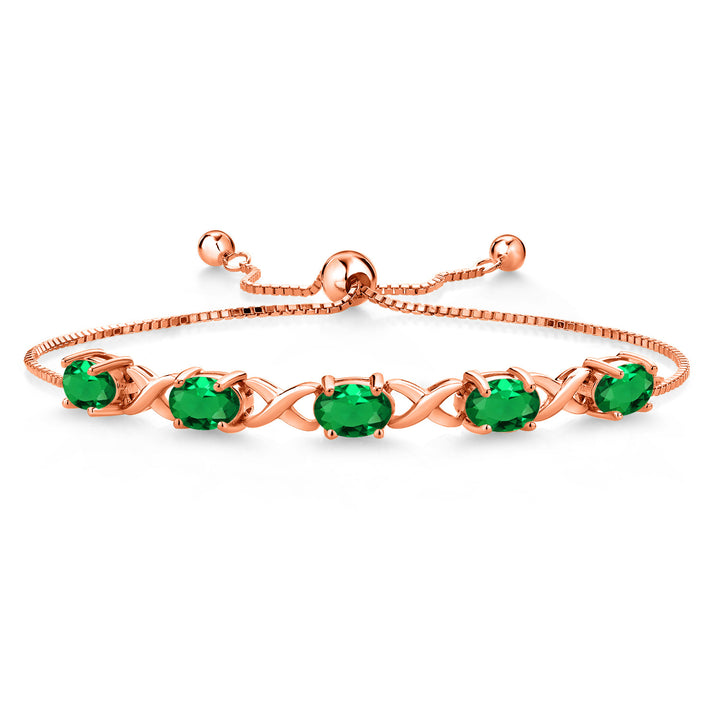 Nano Emerald - May_Bracelet in 925 Rose Gold Plated Silver