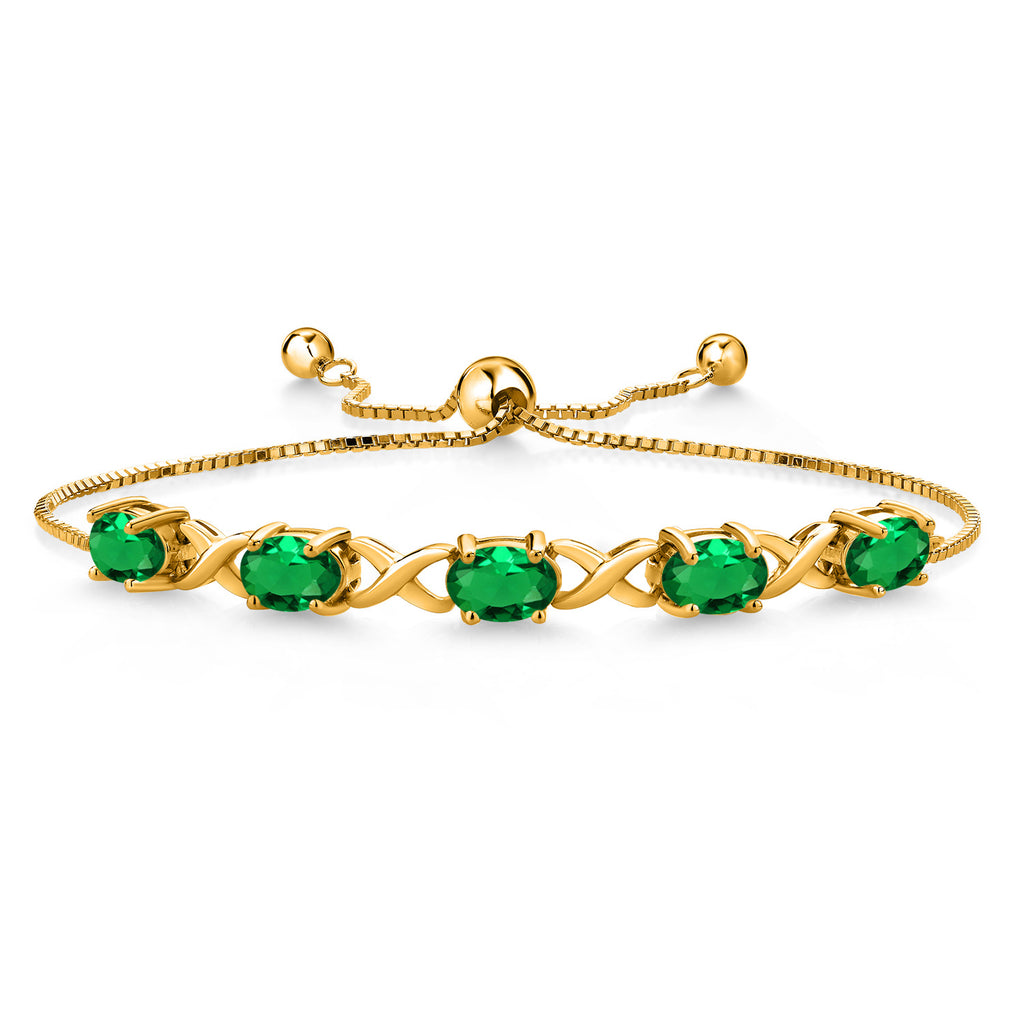 Nano Emerald - May_Bracelet in 925 Yellow Gold Plated Silver