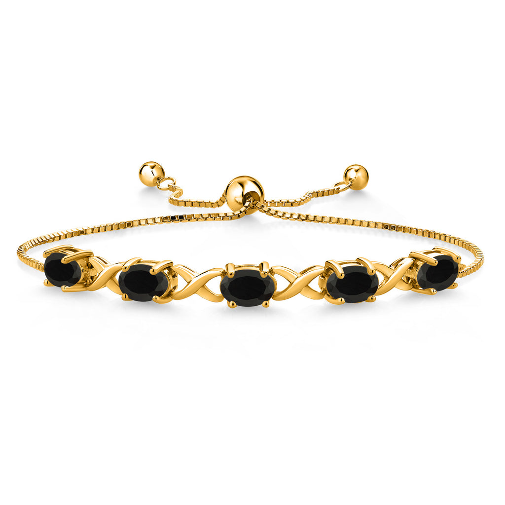 Onyx - December_Bracelet in 925 Yellow Gold Plated Silver