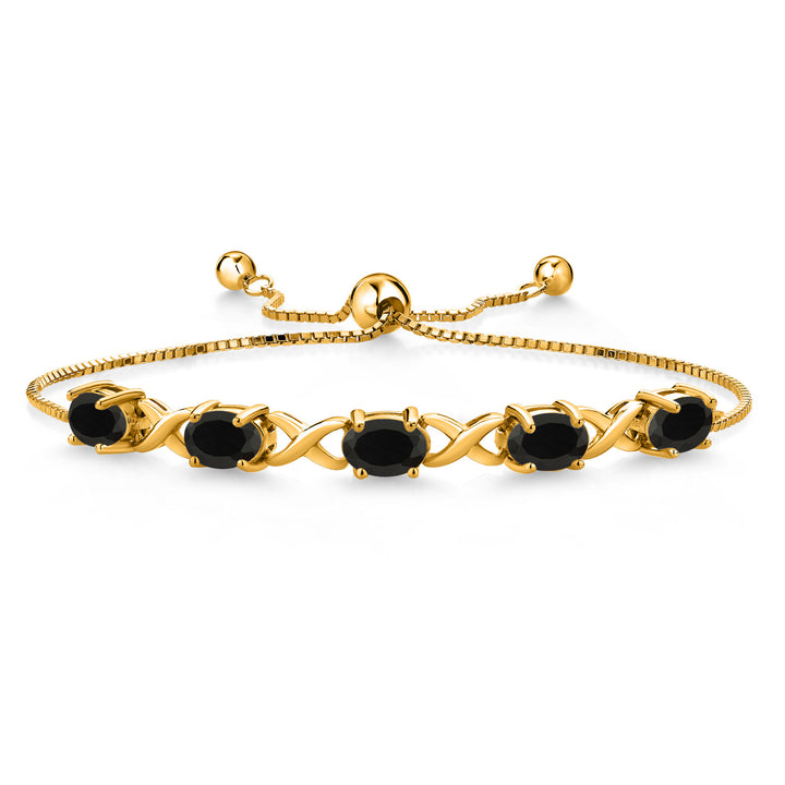 Onyx - December_Bracelet in 925 Yellow Gold Plated Silver