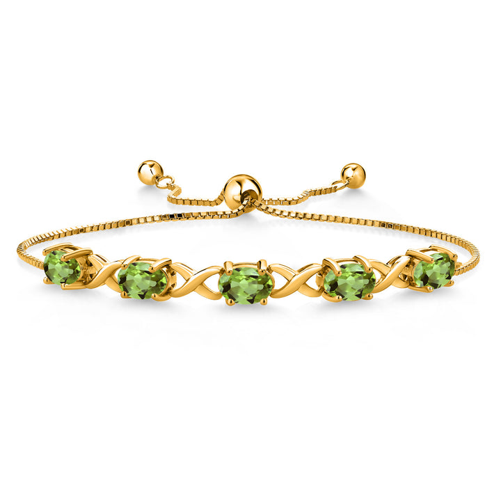 Peridot - August_Bracelet in 925 Yellow Gold Plated Silver