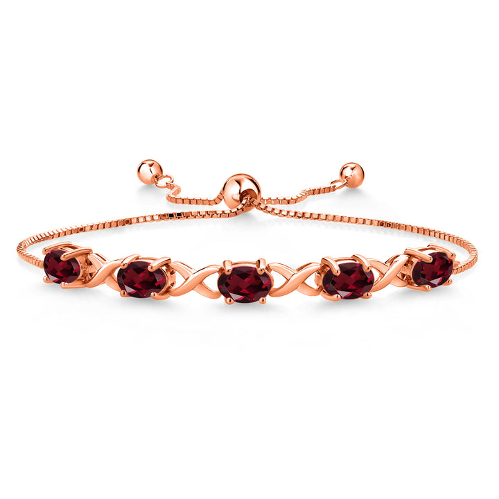 Rhodolite Garnet_Bracelet in 925 Rose Gold Plated Silver