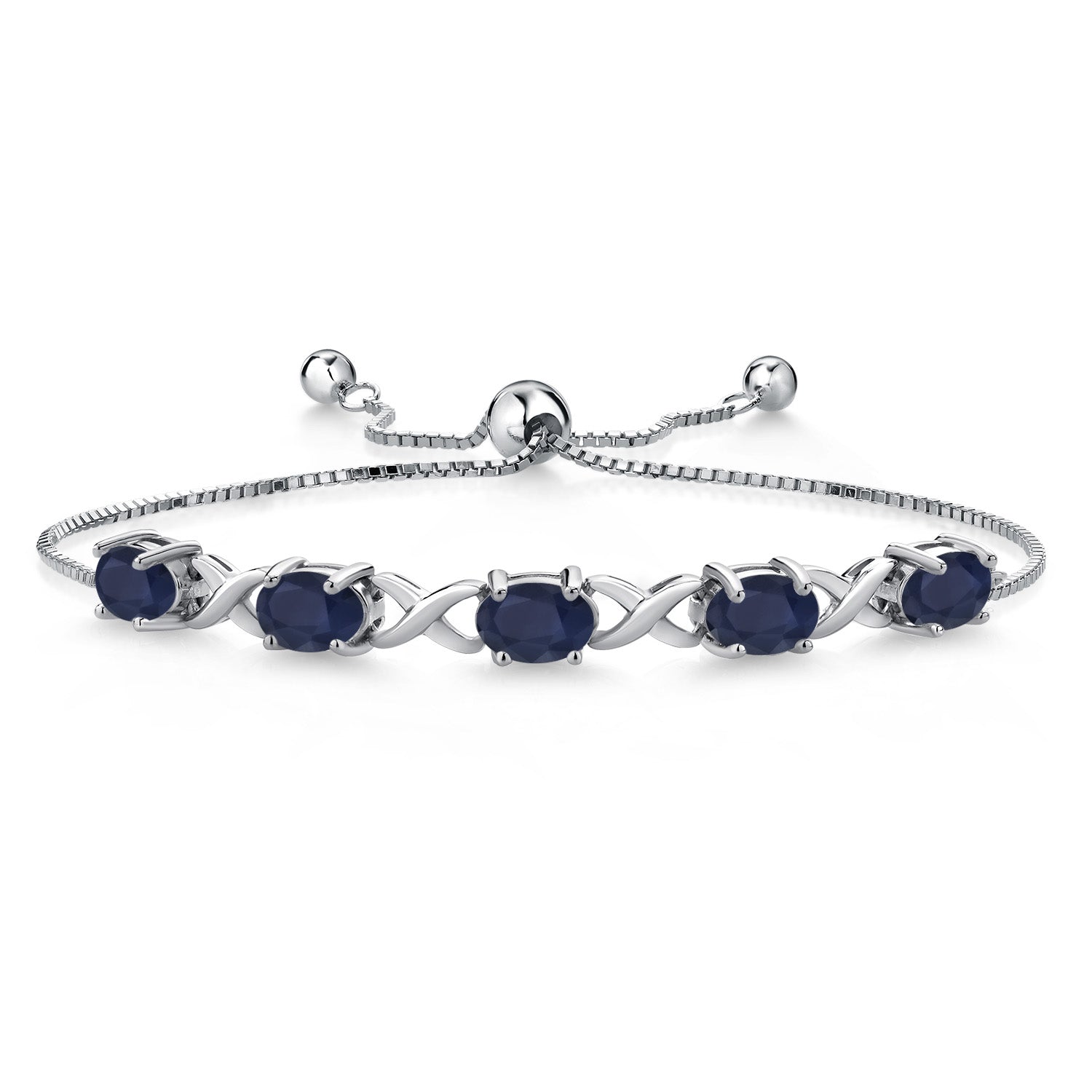 5.00 Cttw Blue Sapphire Bracelet For Women Set In 925 Sterling Silver | Gemstone September Birthstone | Oval 7X5MM | Fully Adjustable Up to 9 Inches