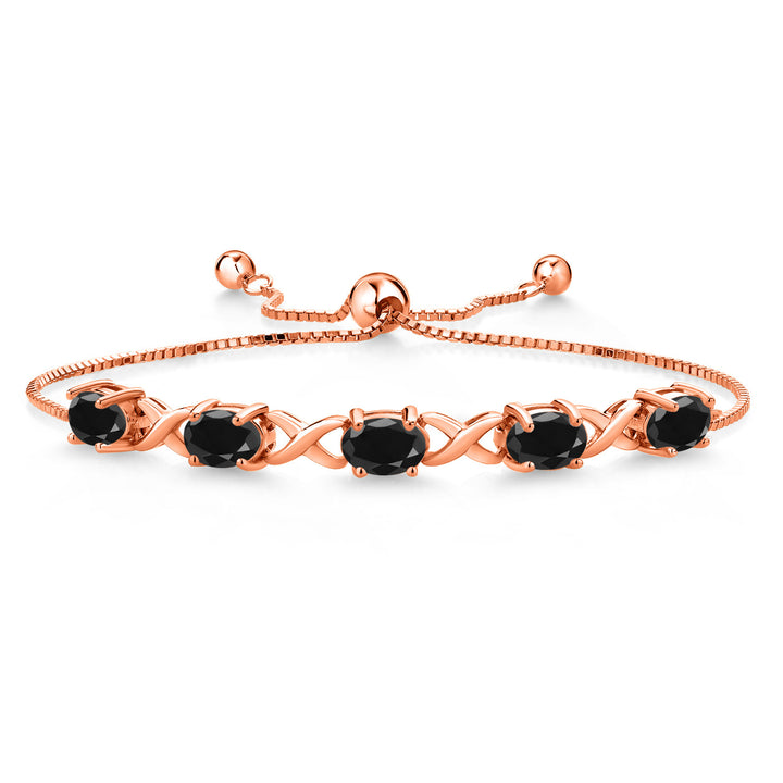 Black Sapphire - September_Bracelet in 925 Rose Gold Plated Silver