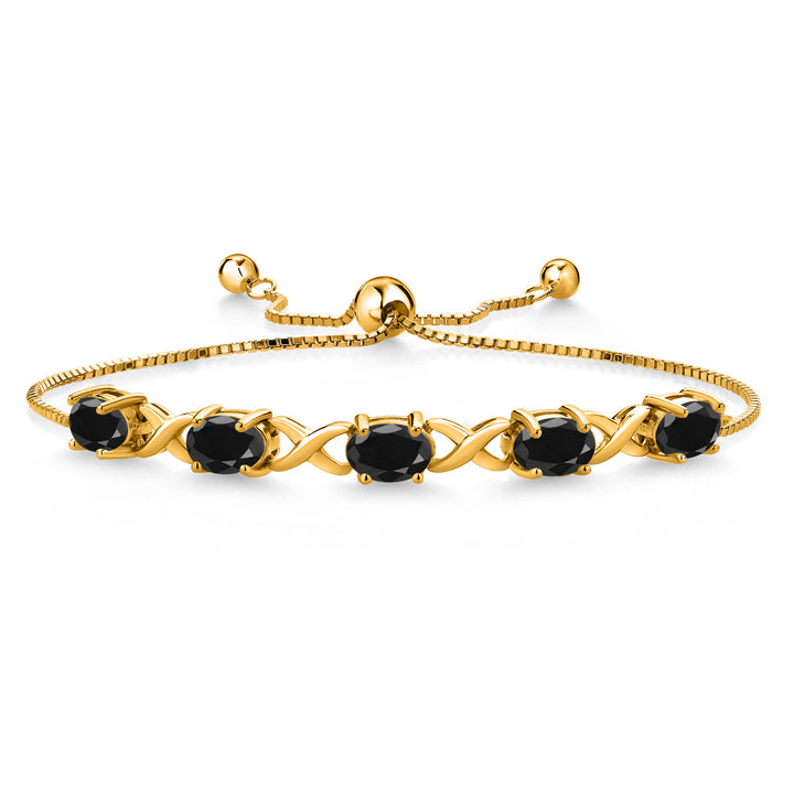 Black Sapphire - September_Bracelet in 925 Yellow Gold Plated Silver