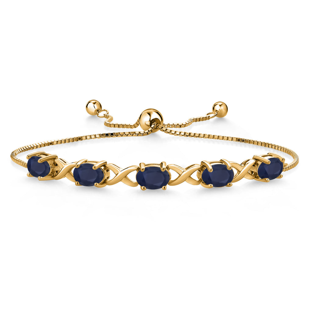 Blue Sapphire - September_Bracelet in 925 Yellow Gold Plated Silver