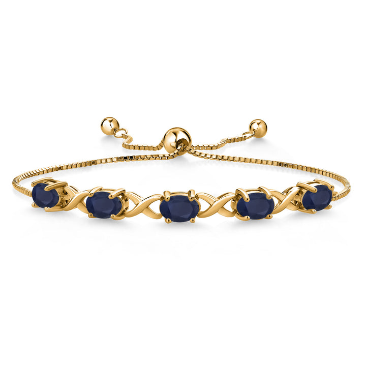 Blue Sapphire - September_Bracelet in 925 Yellow Gold Plated Silver