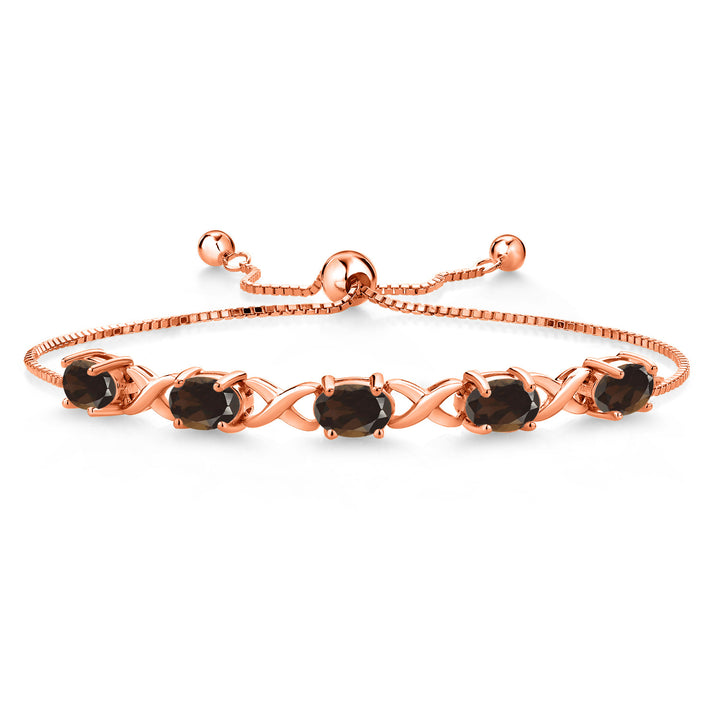 Smoky Quartz_Bracelet in 925 Rose Gold Plated Silver