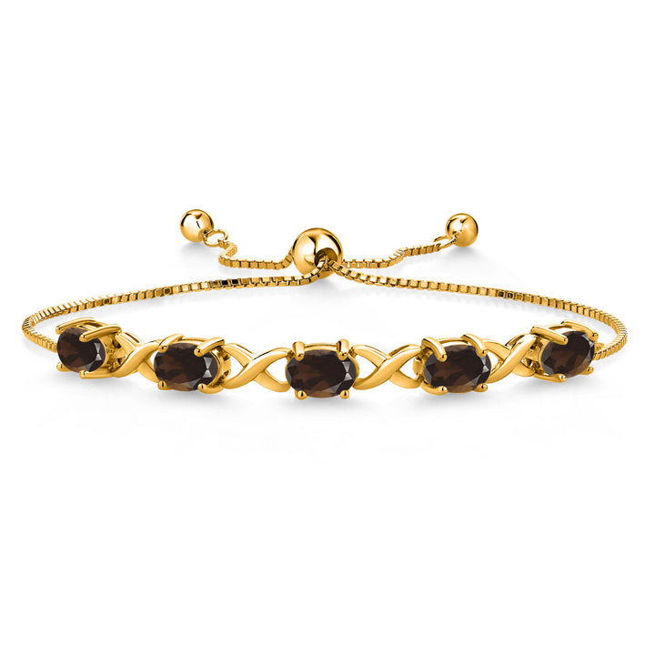 Smoky Quartz_Bracelet in 925 Yellow Gold Plated Silver