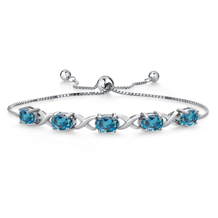 London Blue Topaz - November_Bracelet in 925 Sterling Silver