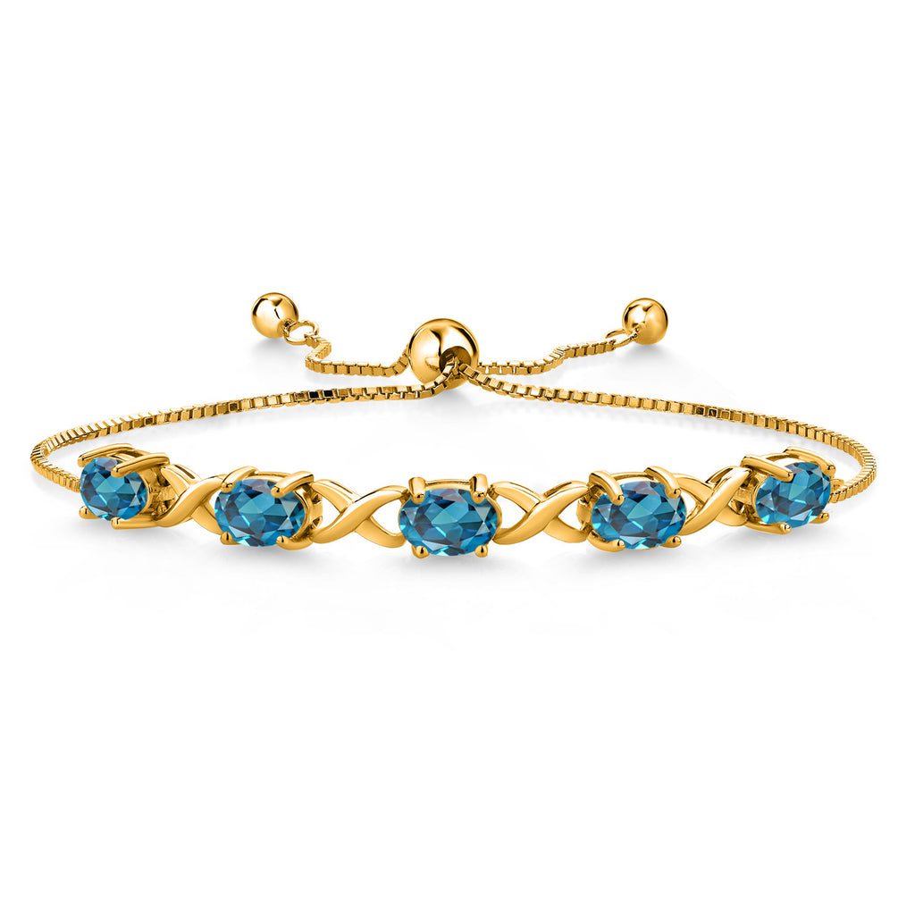 London Blue Topaz - November_Bracelet in 925 Yellow Gold Plated Silver