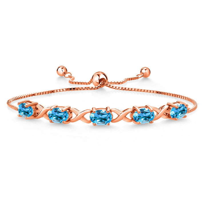 Swiss Blue Topaz - November_Bracelet in 925 Rose Gold Plated Silver