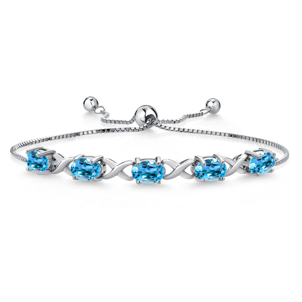 Swiss Blue Topaz - November_Bracelet in 925 Sterling Silver