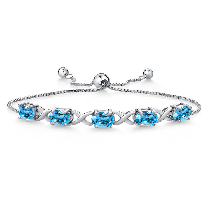 Swiss Blue Topaz - November_Bracelet in 925 Sterling Silver