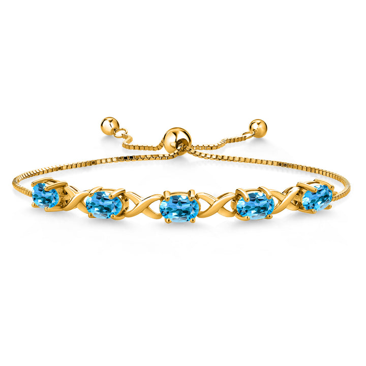 Swiss Blue Topaz - November_Bracelet in 925 Yellow Gold Plated Silver