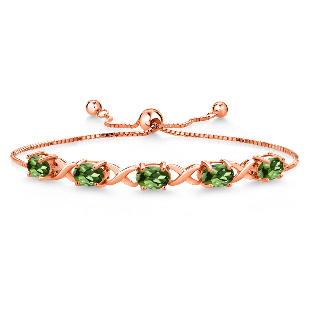 Green Tourmaline - October_Bracelet in 925 Rose Gold Plated Silver