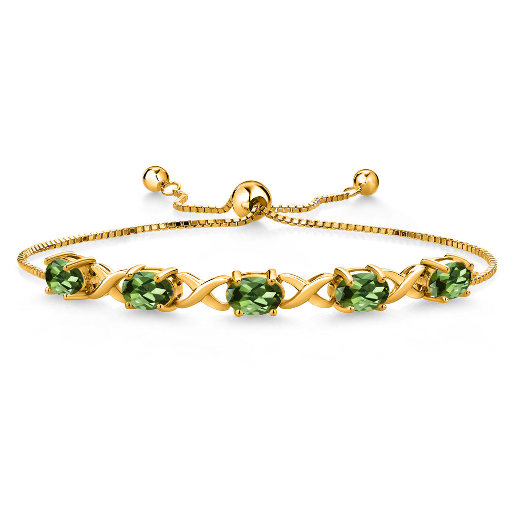 Green Tourmaline - October_Bracelet in 925 Yellow Gold Plated Silver