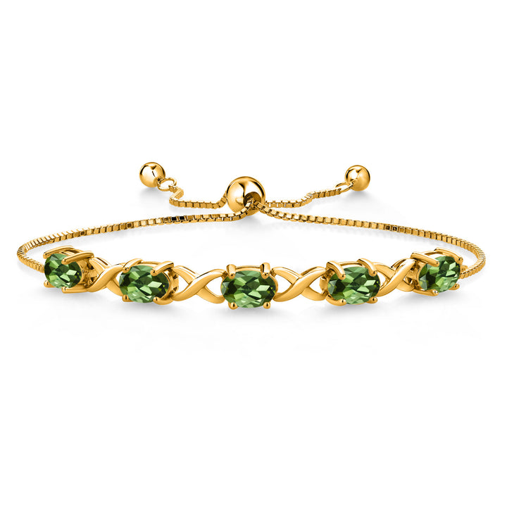 Green Tourmaline - October_Bracelet in 925 Yellow Gold Plated Silver