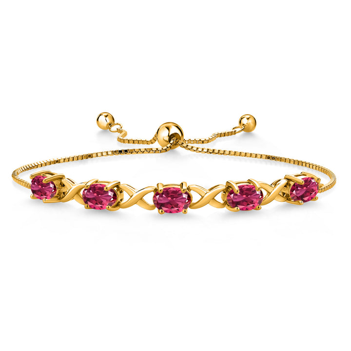 Pink Tourmaline - October_Bracelet in 925 Yellow Gold Plated Silver