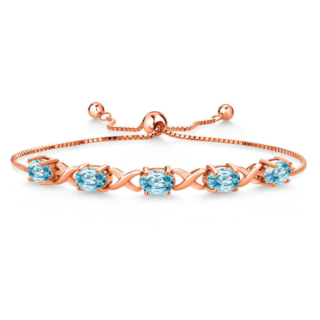 Blue Zircon_Bracelet in 925 Rose Gold Plated Silver