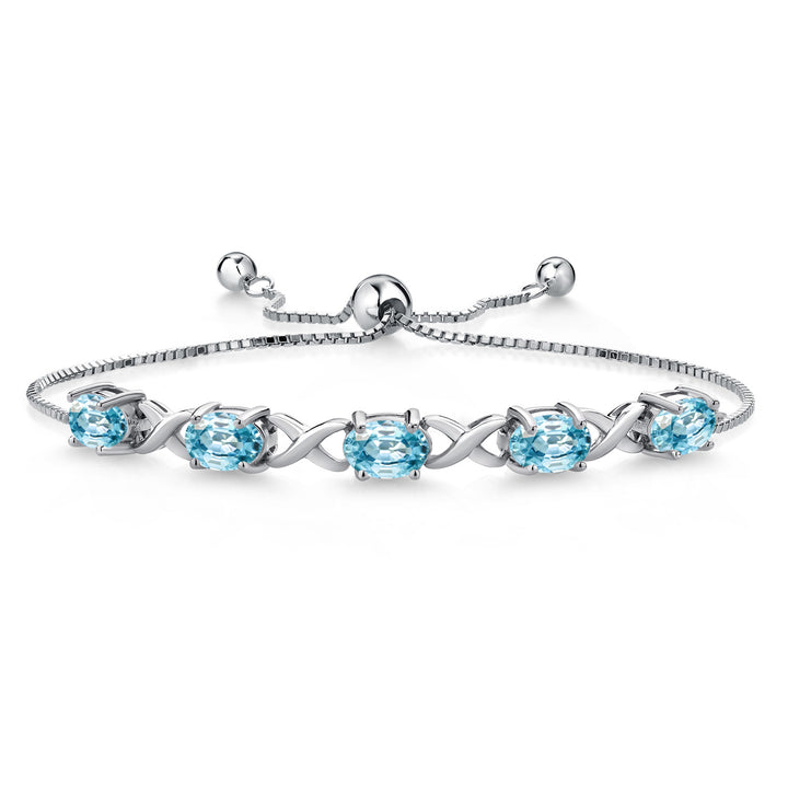 Blue Zircon_Bracelet in 925 Sterling Silver
