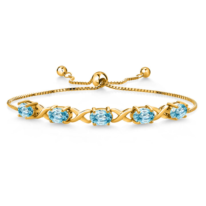 Blue Zircon_Bracelet in 925 Yellow Gold Plated Silver