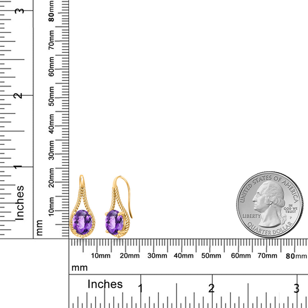 Amethyst-Checkerboard - February_Earrings in 925 Yellow Gold Plated Silver