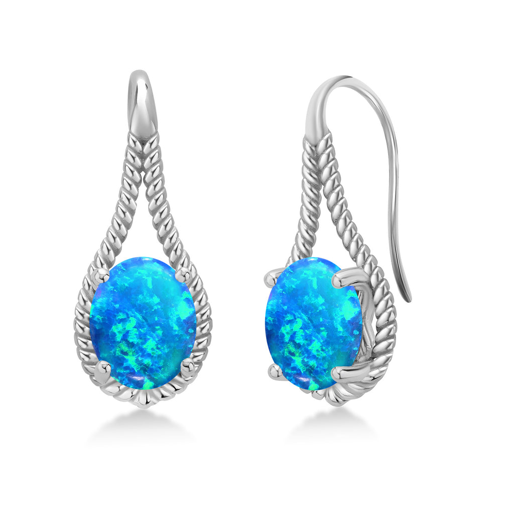 Blue Opal - October_Earrings in 925 Sterling Silver