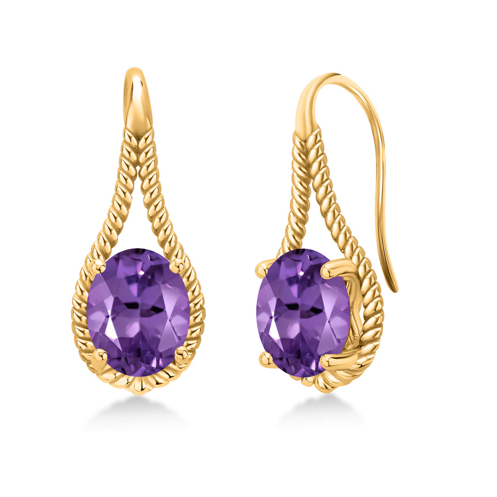 Amethyst - February_Earrings in 925 Yellow Gold Plated Silver