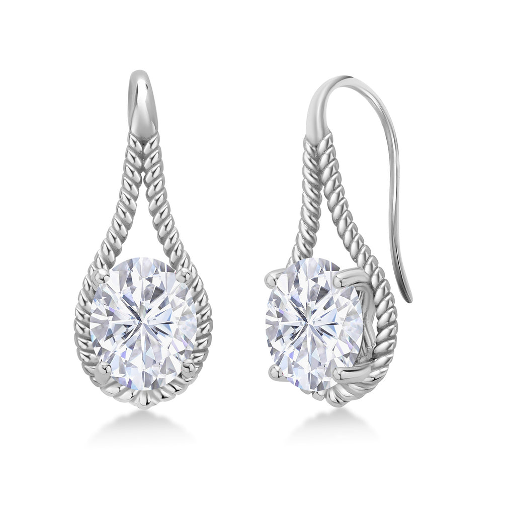 White Moissanite - April_Earrings in 925 Sterling Silver