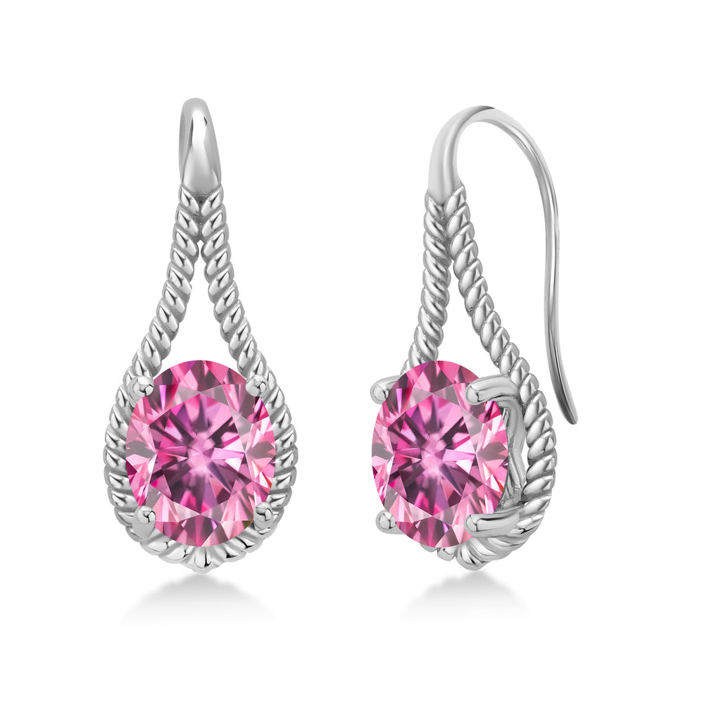 Pink Moissanite - April_Earrings in 925 Sterling Silver