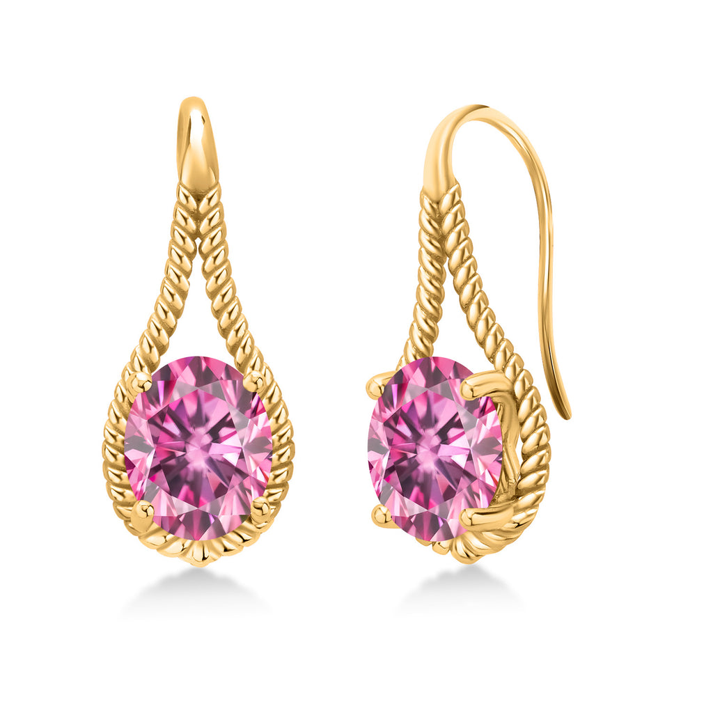 Pink Moissanite - April_Earrings in 925 Yellow Gold Plated Silver