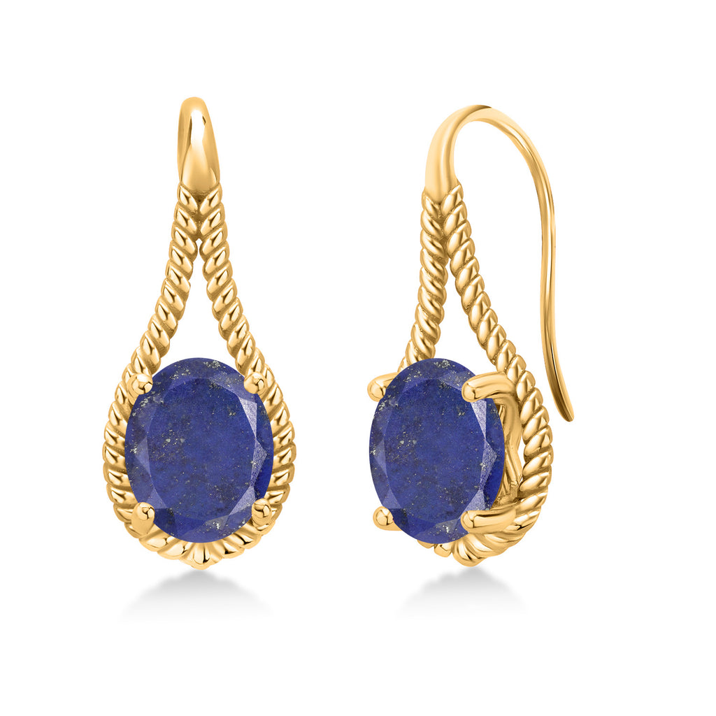 Blue Lapis_Earrings in 925 Yellow Gold Plated Silver