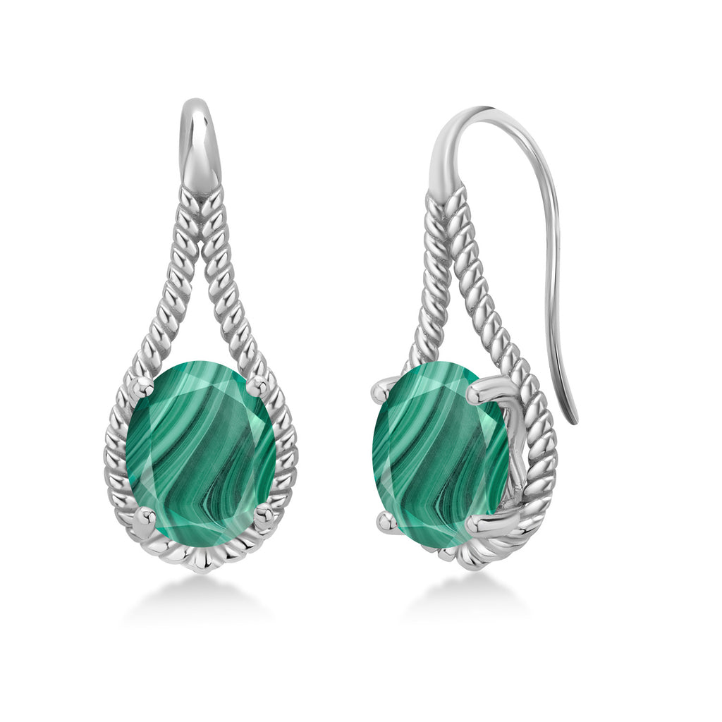 Malachite_Earrings in 925 Sterling Silver
