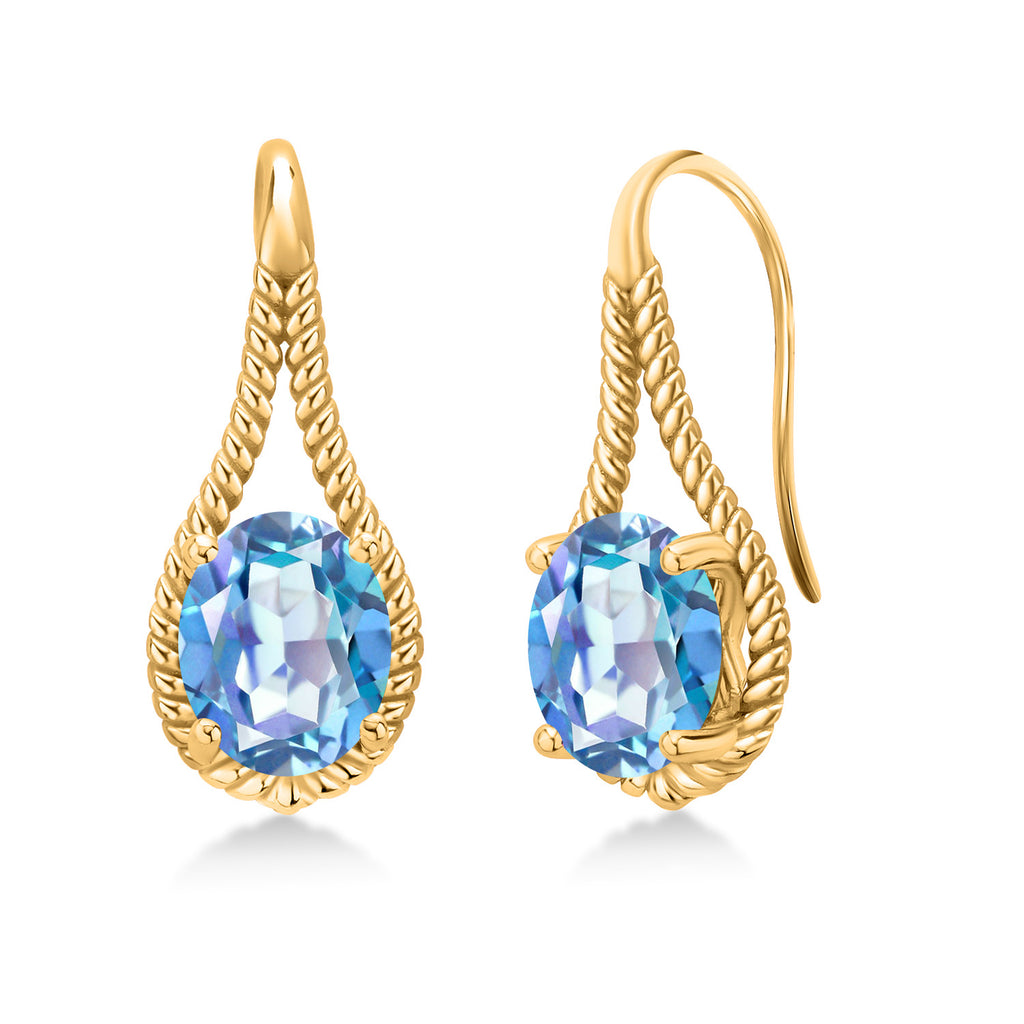 Millennium Blue Mystic Quartz_Earrings in 925 Yellow Gold Plated Silver
