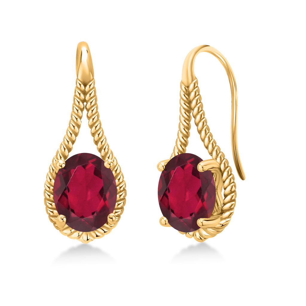 Ruby Red Mystic Quartz_Earrings in 925 Yellow Gold Plated Silver