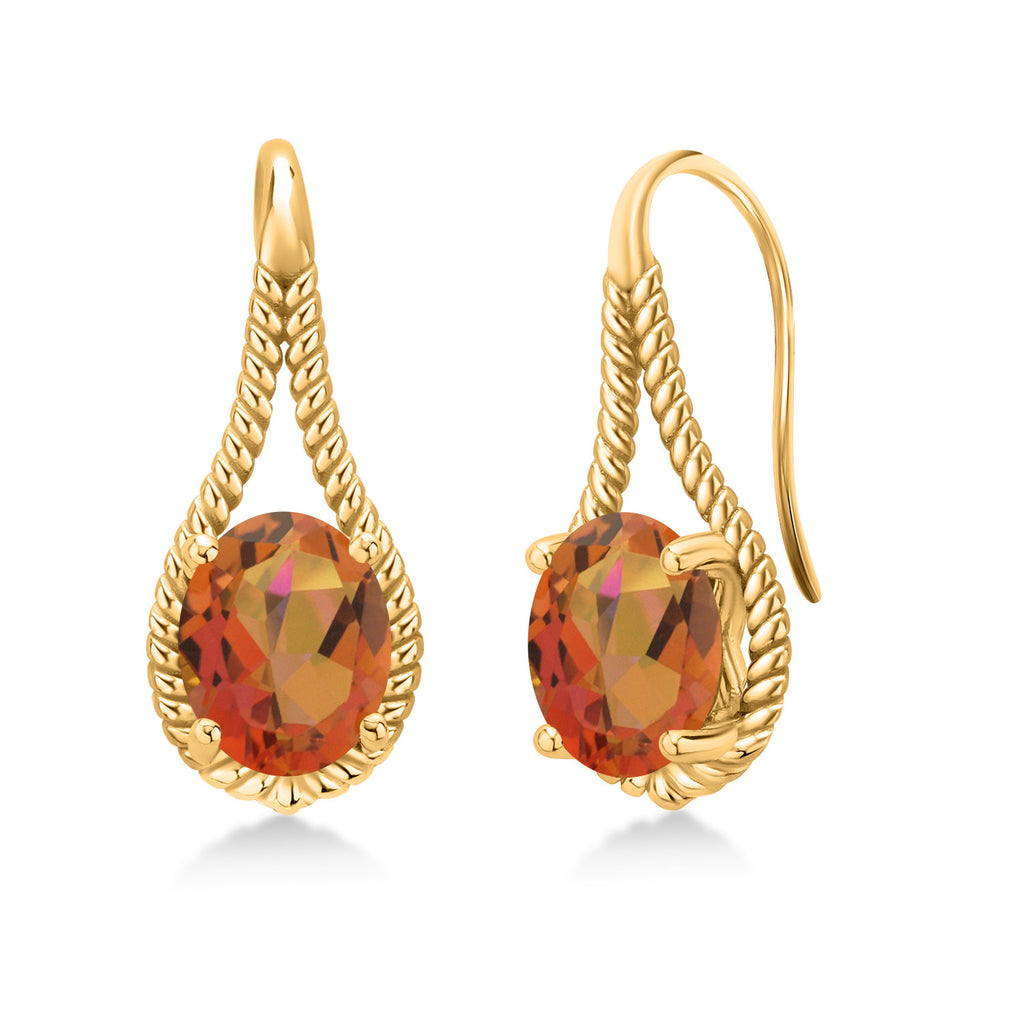 Twilight Orange Mystic Quartz_Earrings in 925 Yellow Gold Plated Silver