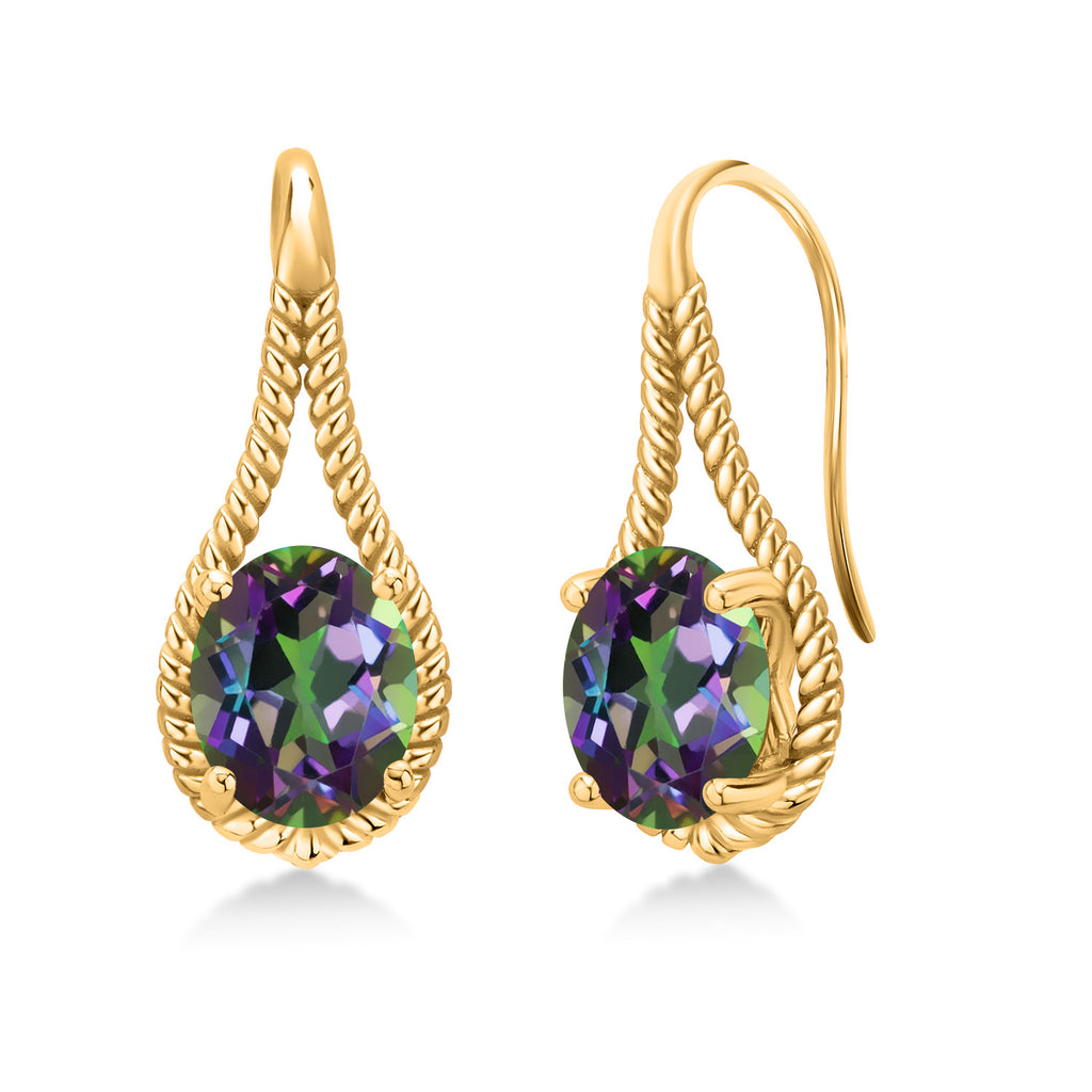 Green Mystic Topaz_Earrings in 925 Yellow Gold Plated Silver