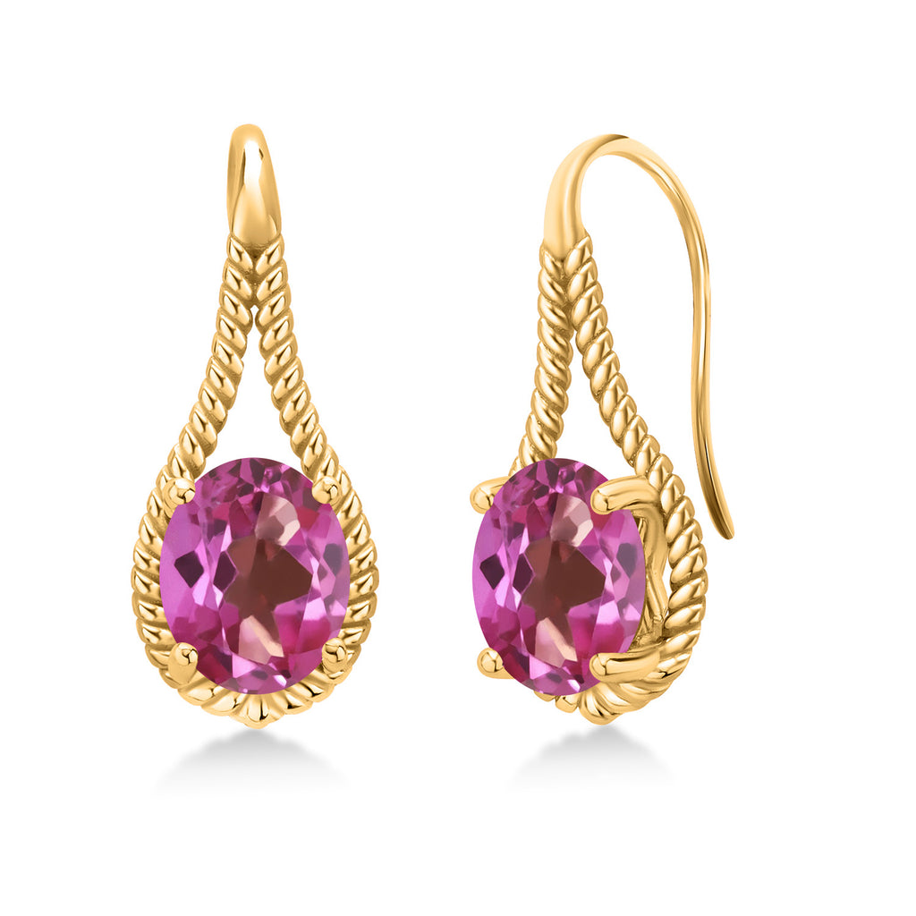 Pink Mystic Topaz_Earrings in 925 Yellow Gold Plated Silver
