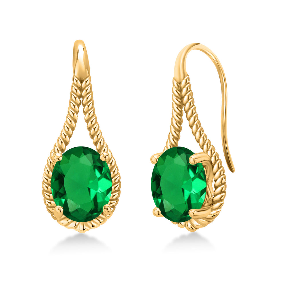 Nano Emerald - May_Earrings in 925 Yellow Gold Plated Silver