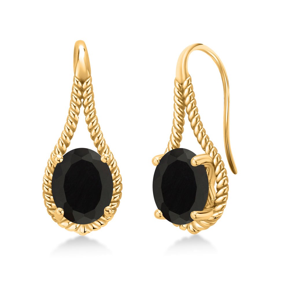 Onyx - December_Earrings in 925 Yellow Gold Plated Silver
