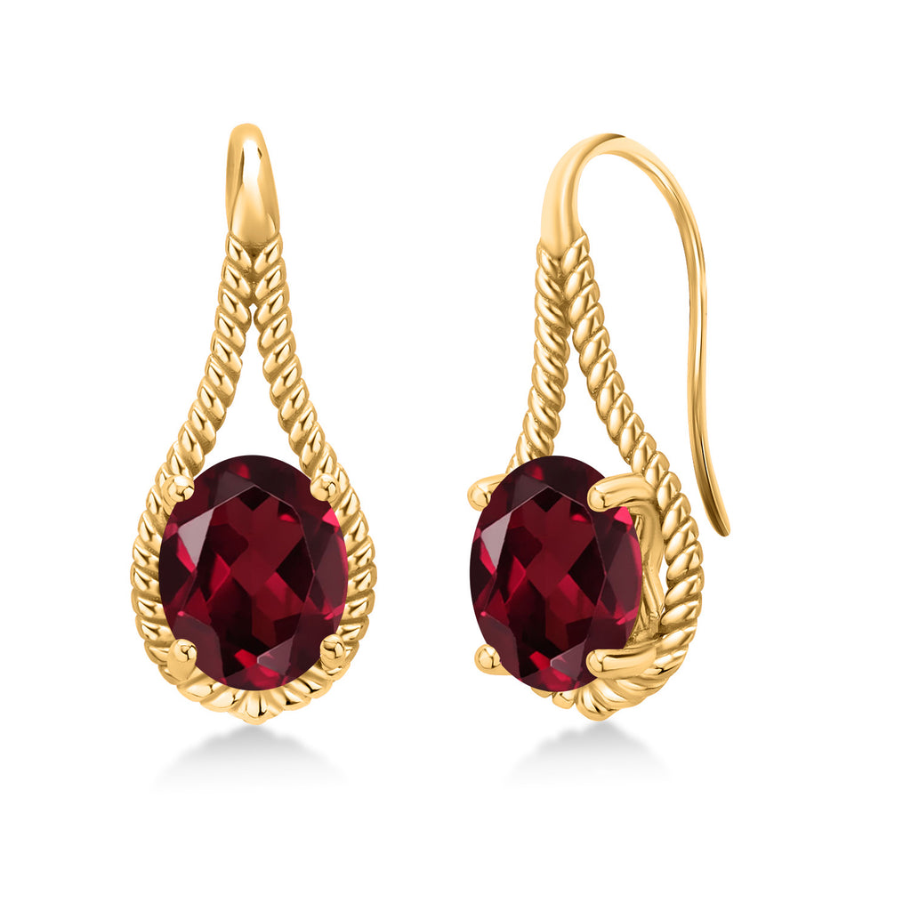 Rhodolite Garnet_Earrings in 925 Yellow Gold Plated Silver
