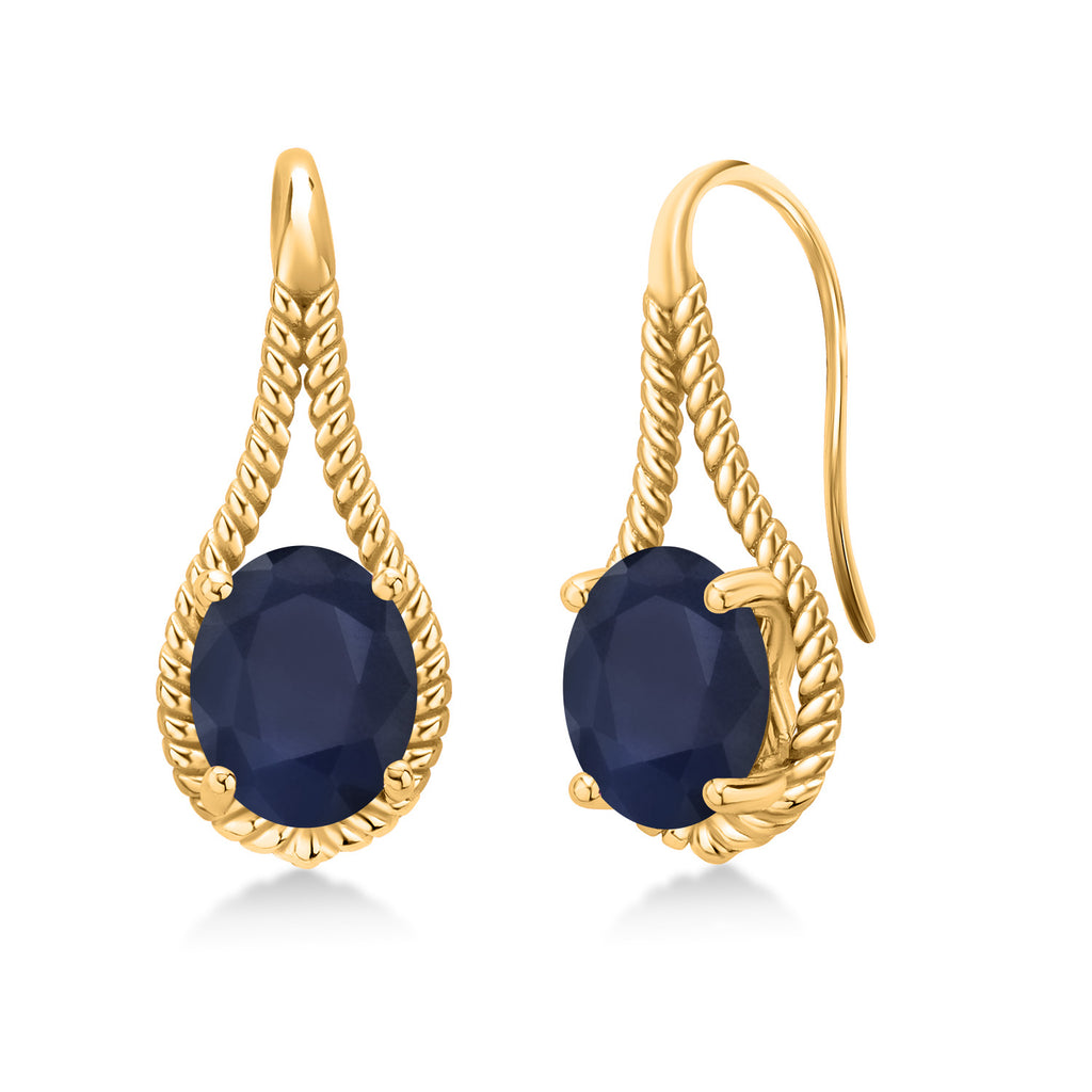 Blue Sapphire - September_Earrings in 925 Yellow Gold Plated Silver