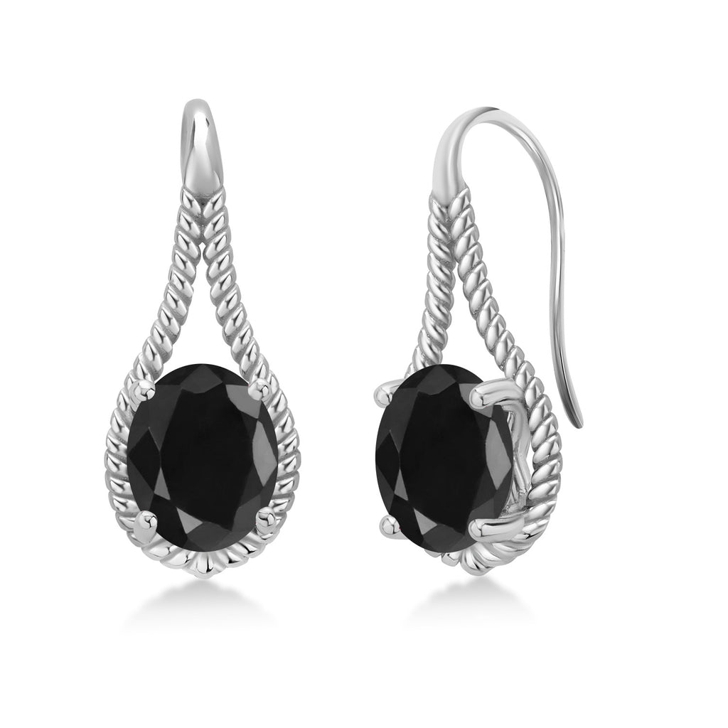 Black Sapphire - September_Earrings in 925 Sterling Silver