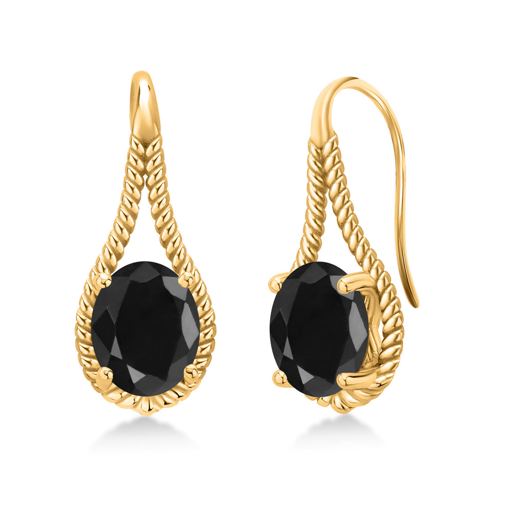 Black Sapphire - September_Earrings in 925 Yellow Gold Plated Silver