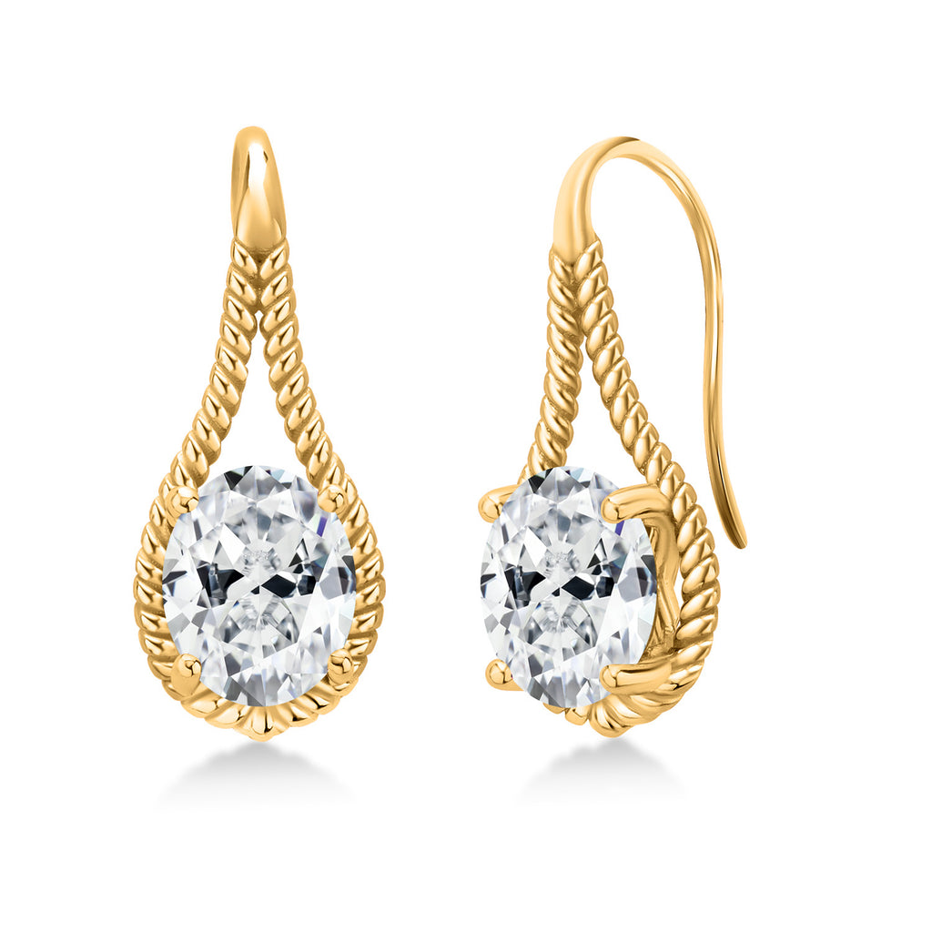 White Zirconia_Earrings in 925 Yellow Gold Plated Silver